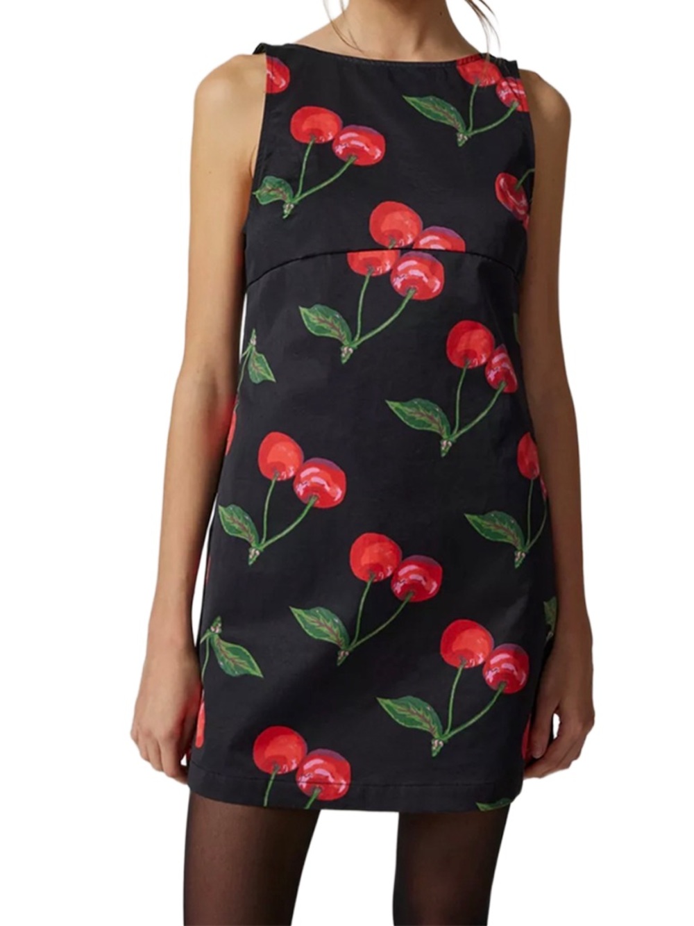 UO Charlie Mini Dress Black Cherry Print Sleeveless Shift Dress Urban Outfitters